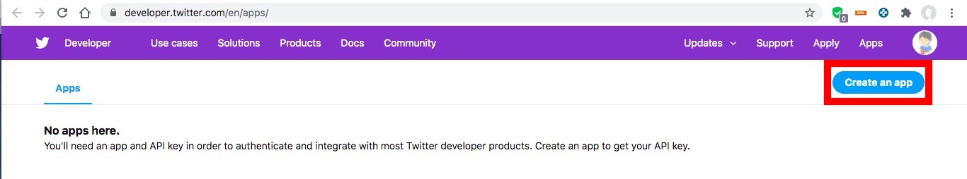 手順3：Twitter APIの利用申請