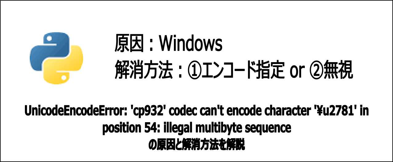【5分で解決】UnicodeEncodeError: 'cp932' codecのエラー