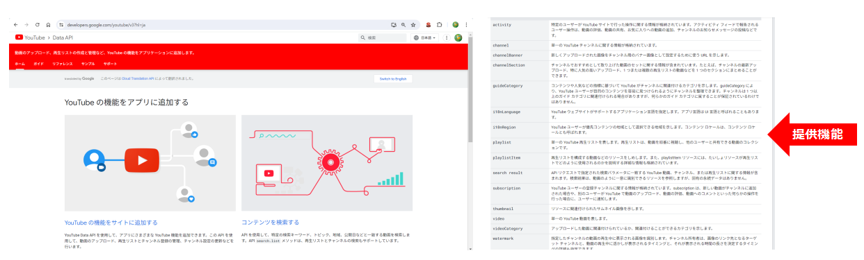 Youtube Data APIのトップページ