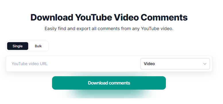 YouTube Comments Downloaderのトップページ