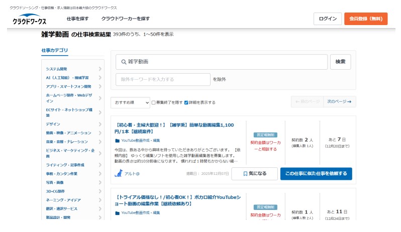 雑学動画作成の一部を外注している例